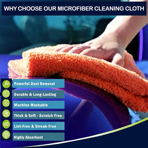 Auronna XXL1200GSM Microfiber Cleaning Cloths - 50 x 80 cm Ultra Deep Soft Plush Pile